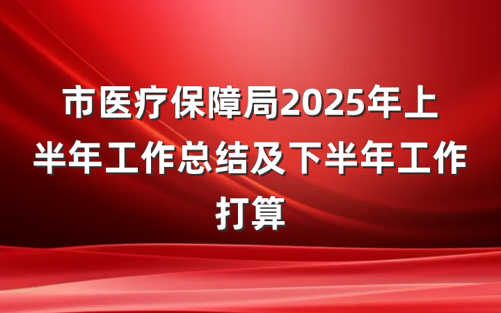 市医疗保障局2025年上半年工作总结及下半年工作打算