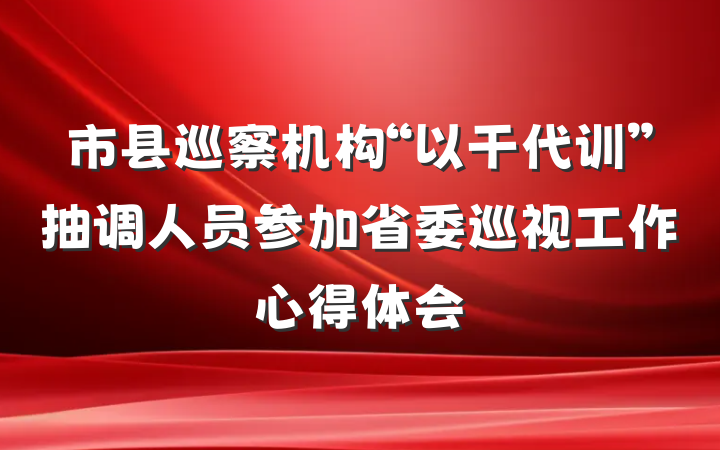 市县巡察机构“以干代训”抽调人员参加省委巡视工作心得体会