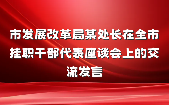 市发展改革局某处长在全市挂职干部代表座谈会上的交流发言