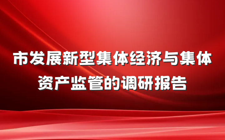 市发展新型集体经济与集体资产监管的调研报告