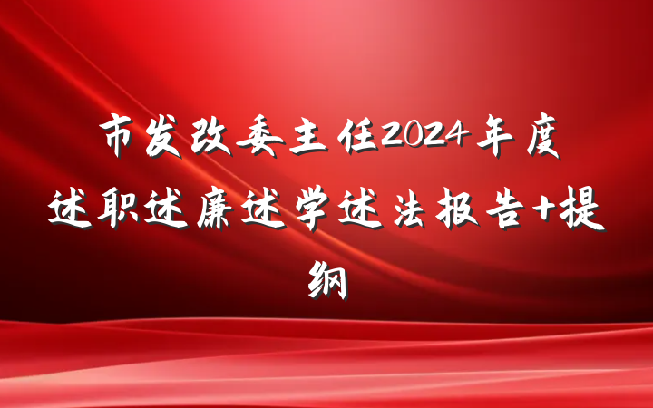 市发改委主任2024年度述职述廉述学述法报告 提纲