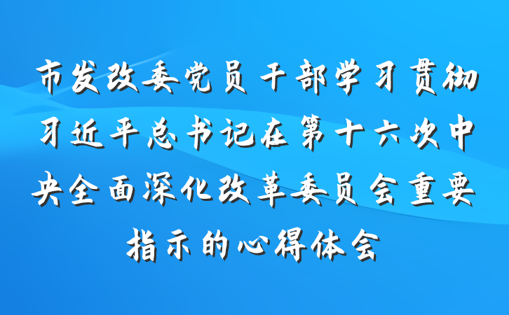 市发改委党员干部学习贯彻习近平总书记在第十六次中央全面深化改革委员会重要指示的心得体会