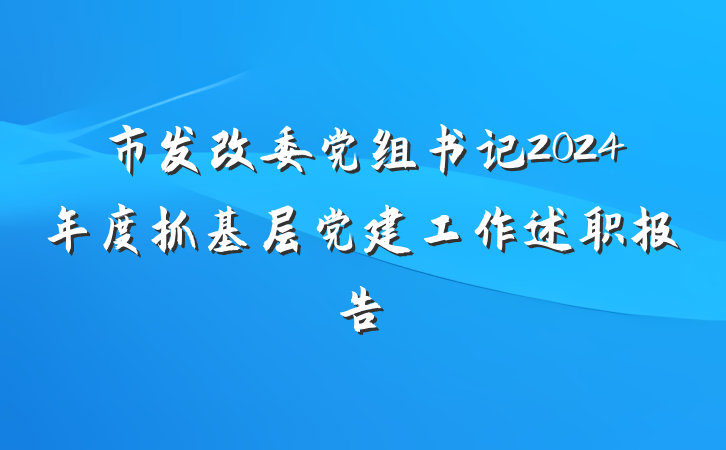 市发改委党组书记2024年度抓基层党建工作述职报告