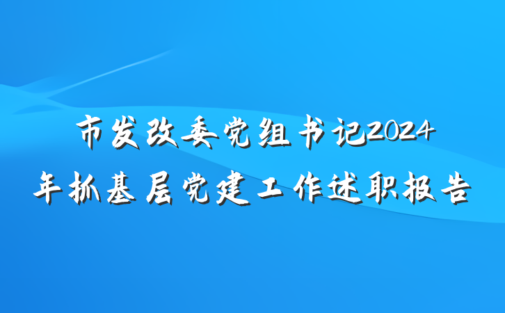 市发改委党组书记2024年抓基层党建工作述职报告