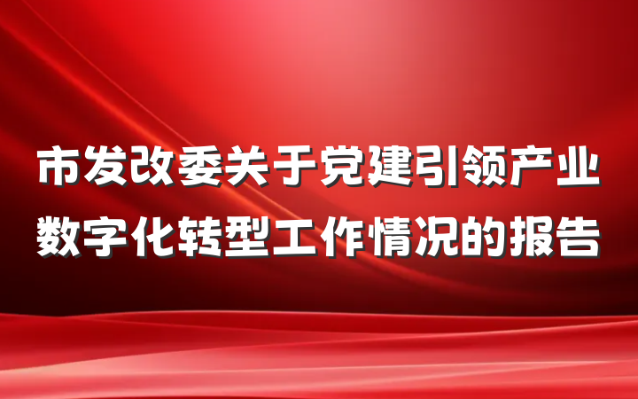 市发改委关于党建引领产业数字化转型工作情况的报告