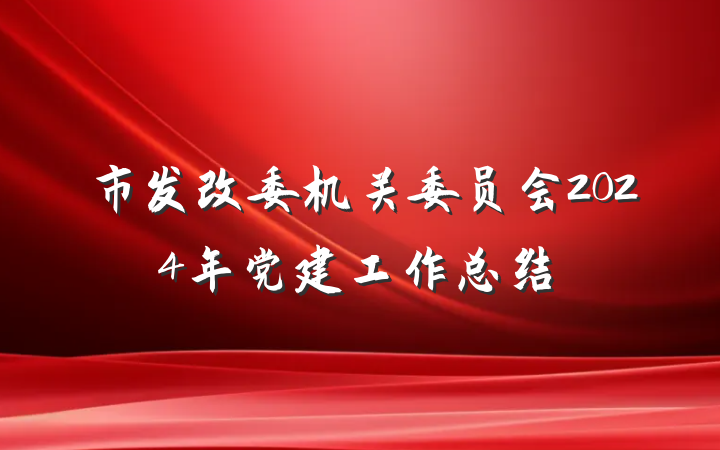 市发改委机关委员会2024年党建工作总结