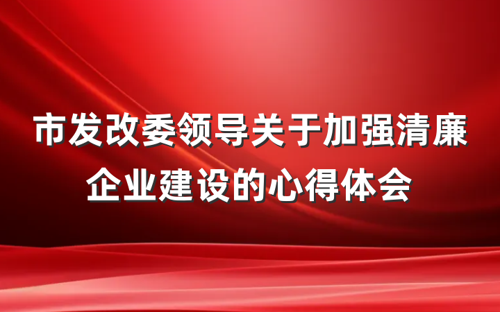 市发改委领导关于加强清廉企业建设的心得体会