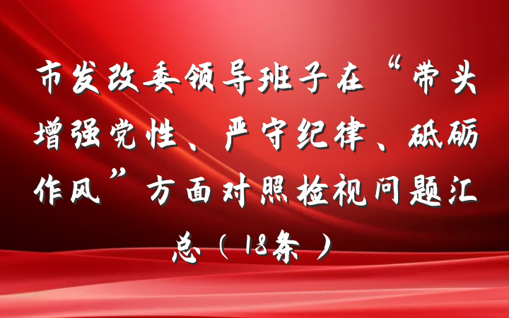 市发改委领导班子在“带头增强党性、严守纪律、砥砺作风”方面对照检视问题汇总(18条)