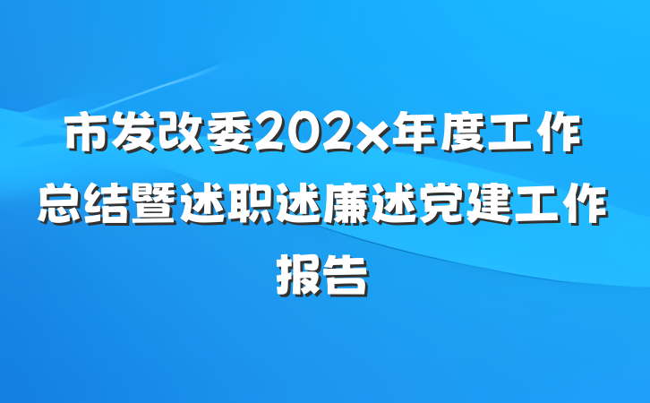 市发改委202x年度工作总结暨述职述廉述党建工作报告