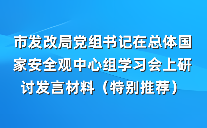 市发改局党组书记在总体国家安全观中心组学习会上研讨发言材料（特别推荐）