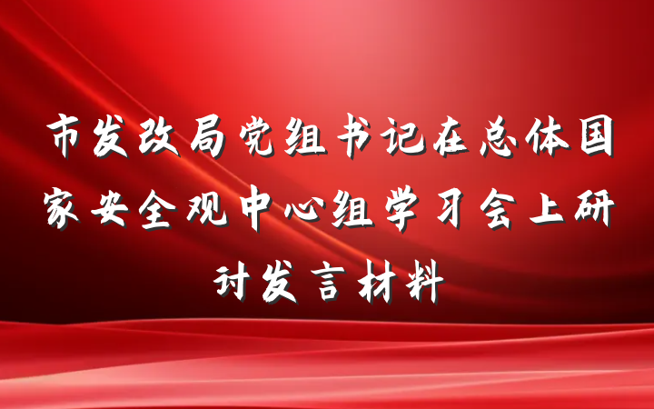 市发改局党组书记在总体国家安全观中心组学习会上研讨发言材料