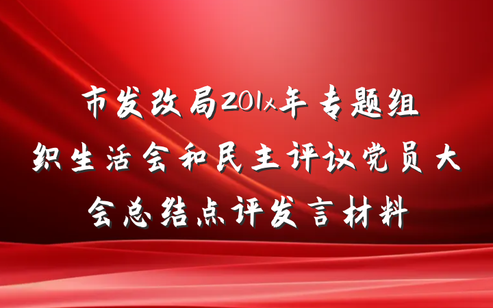 市发改局201x年专题组织生活会和民主评议党员大会总结点评发言材料
