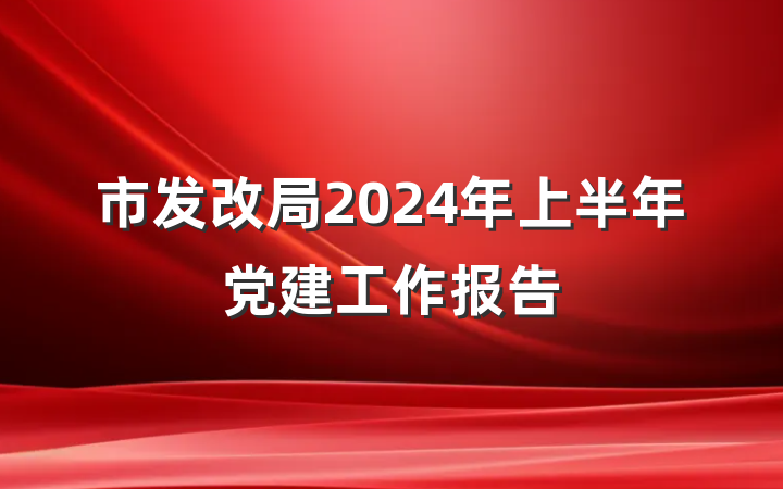 市发改局2024年上半年党建工作报告