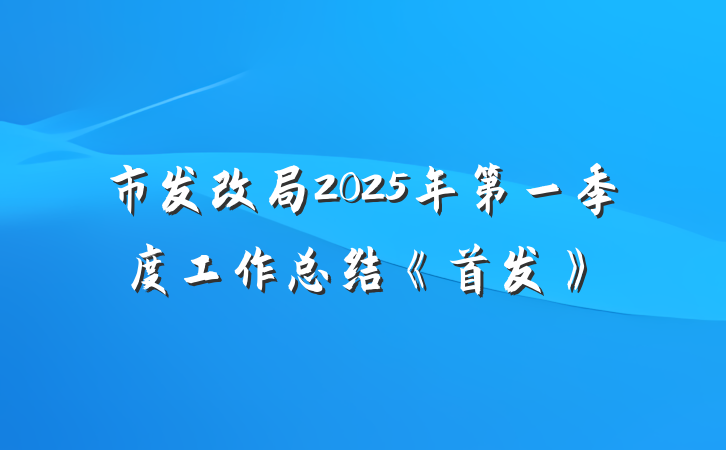 市发改局2025年第一季度工作总结《首发》