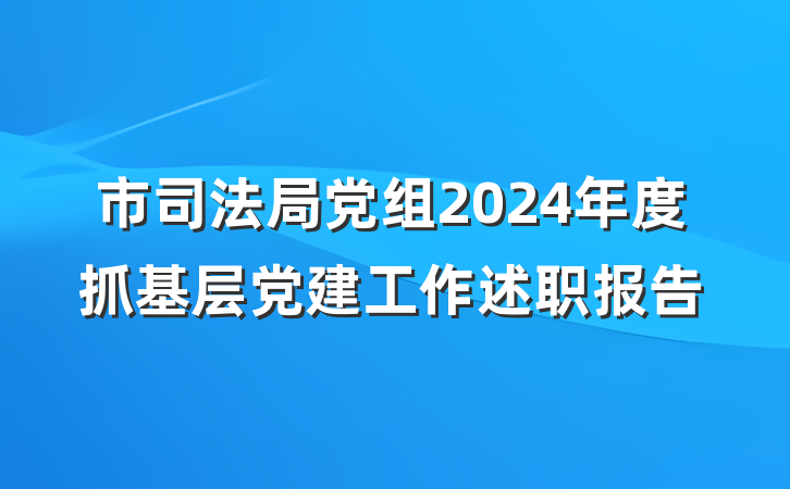 市司法局党组2024年度抓基层党建工作述职报告