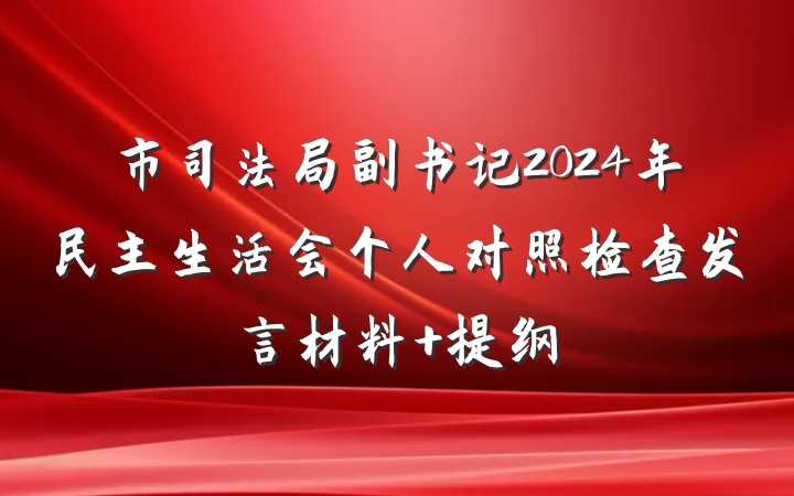 市司法局副书记2024年民主生活会个人对照检查发言材料 提纲