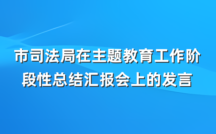 市司法局在主题教育工作阶段性总结汇报会上的发言