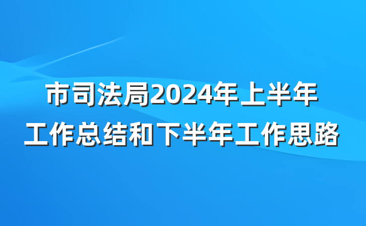 市司法局2024年上半年工作总结和下半年工作思路
