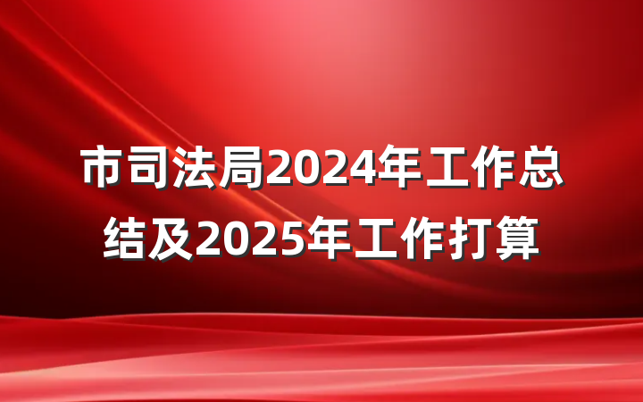 市司法局2024年工作总结及2025年工作打算