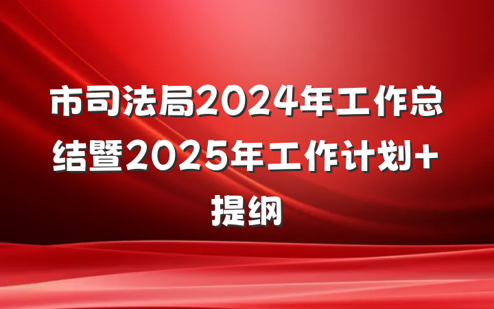 市司法局2024年工作总结暨2025年工作计划 提纲