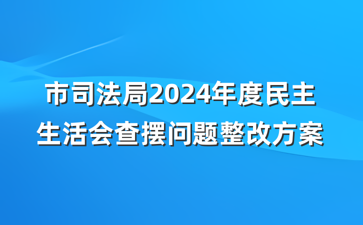 市司法局2024年度民主生活会查摆问题整改方案