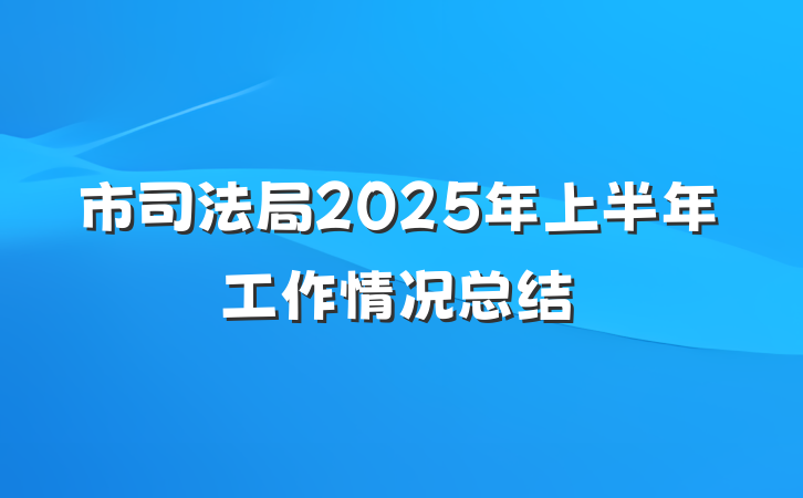 市司法局2025年上半年工作情况总结
