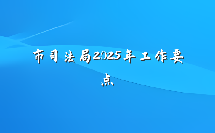 市司法局2025年工作要点