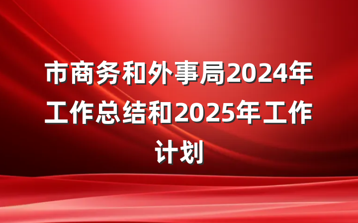 市商务和外事局2024年工作总结和2025年工作计划