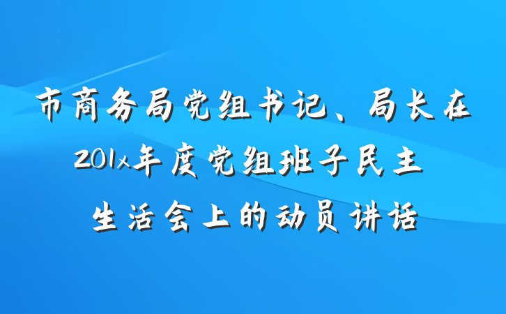 市商务局党组书记、局长在201x年度党组班子民主生活会上的动员讲话