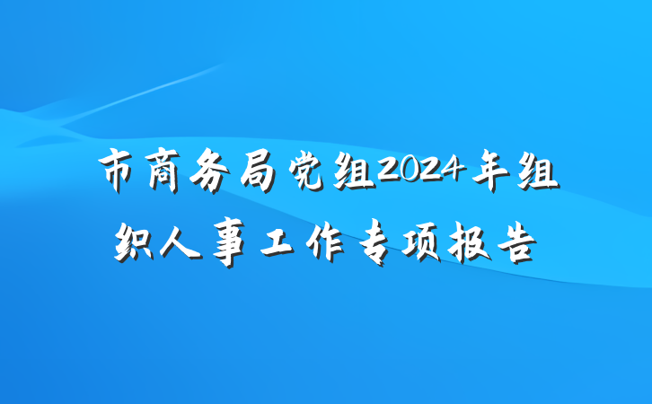 市商务局党组2024年组织人事工作专项报告