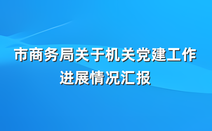 市商务局关于机关党建工作进展情况汇报