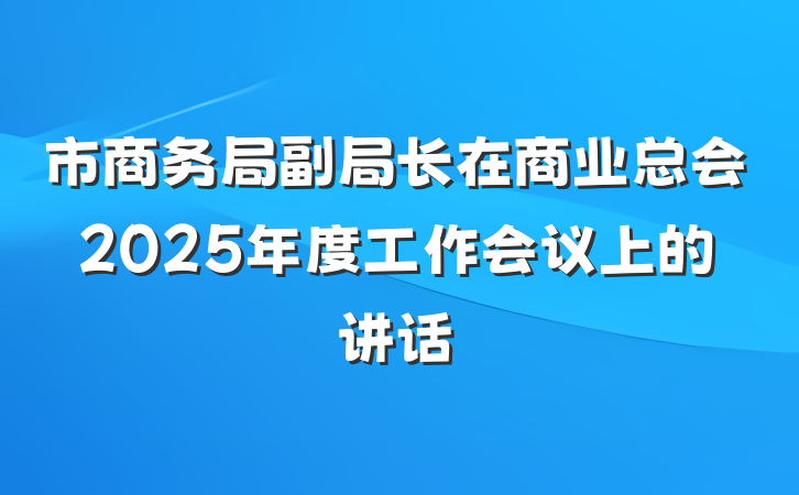 市商务局副局长在商业总会2025年度工作会议上的讲话