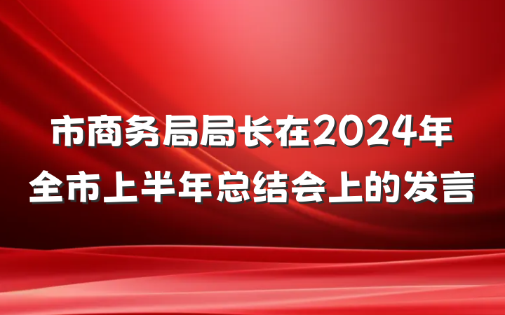 市商务局局长在2024年全市上半年总结会上的发言