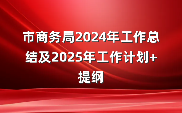 市商务局2024年工作总结及2025年工作计划 提纲