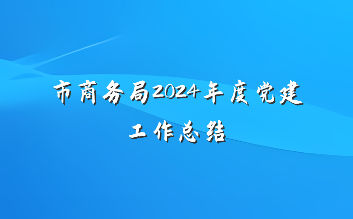 市商务局2024年度党建工作总结