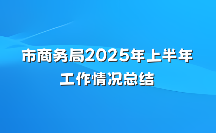 市商务局2025年上半年工作情况总结