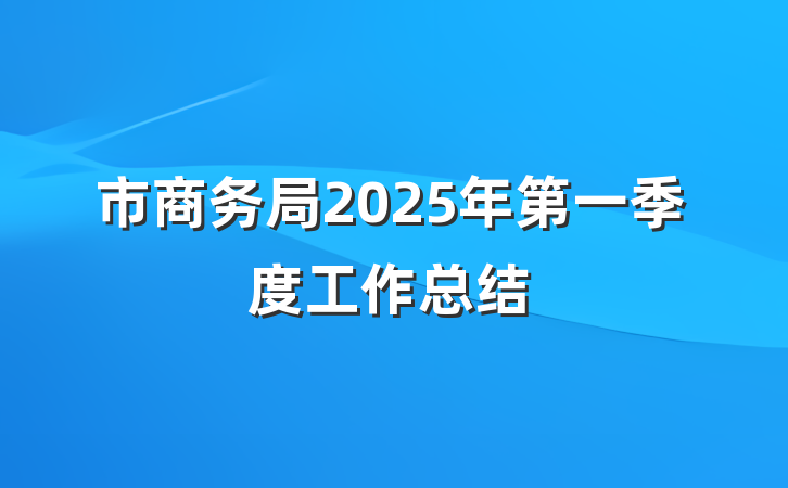 市商务局2025年第一季度工作总结
