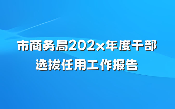 市商务局202x年度干部选拔任用工作报告