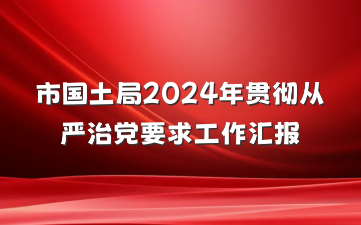 市国土局2024年贯彻从严治党要求工作汇报