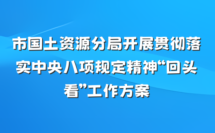市国土资源分局开展贯彻落实中央八项规定精神“回头看”工作方案