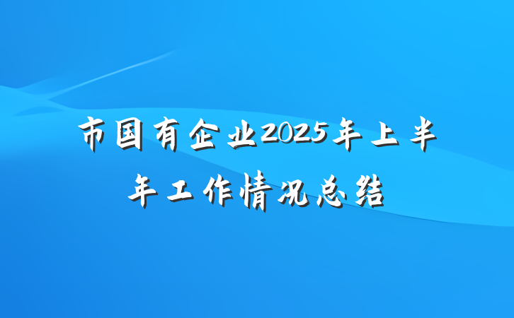 市国有企业2025年上半年工作情况总结