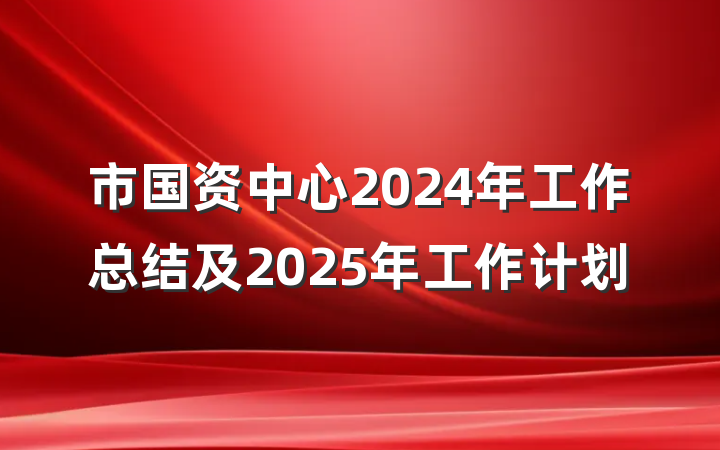 市国资中心2024年工作总结及2025年工作计划