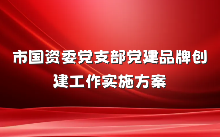 市国资委党支部党建品牌创建工作实施方案