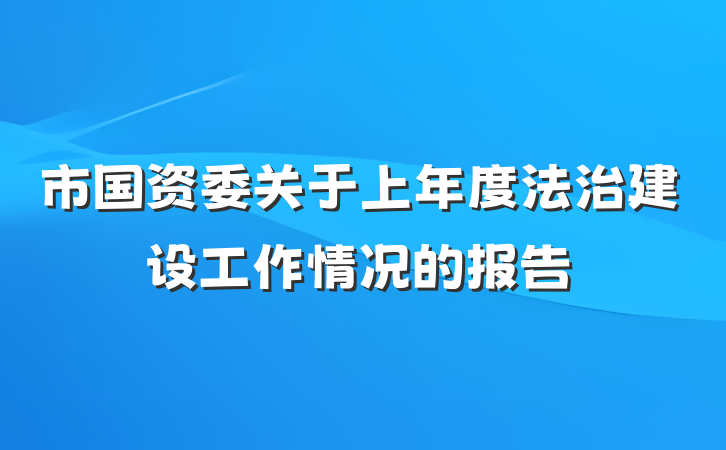 市国资委关于上年度法治建设工作情况的报告