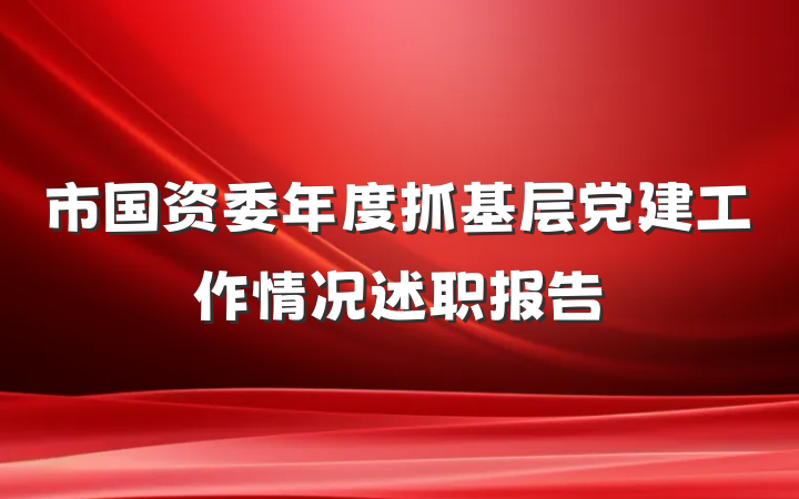 市国资委年度抓基层党建工作情况述职报告