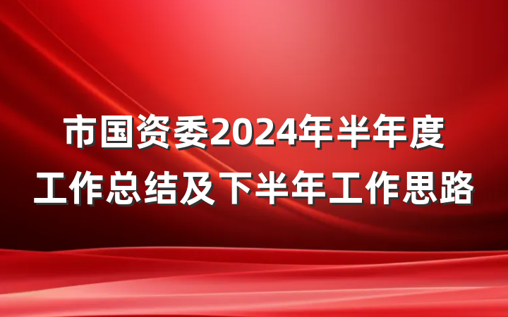 市国资委2024年半年度工作总结及下半年工作思路