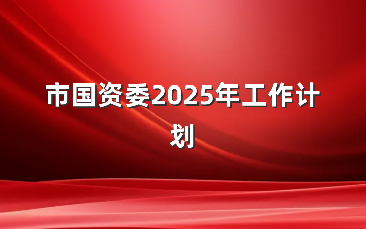 市国资委2025年工作计划