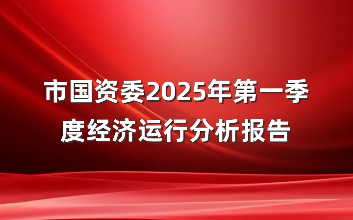 市国资委2025年第一季度经济运行分析报告