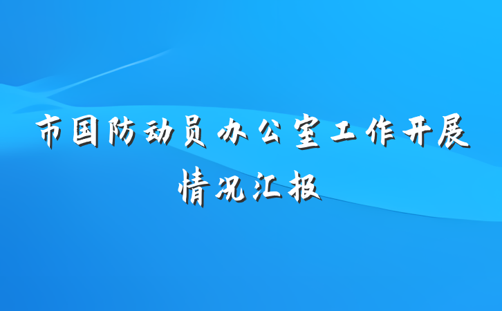 市国防动员办公室工作开展情况汇报
