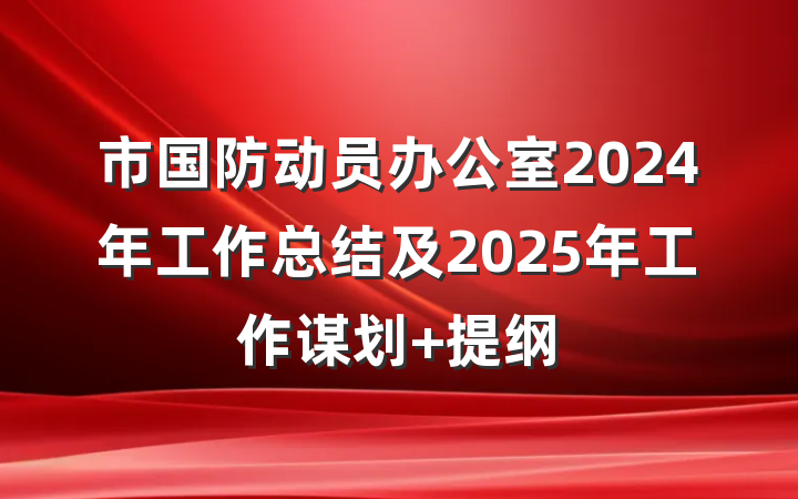 市国防动员办公室2024年工作总结及2025年工作谋划 提纲